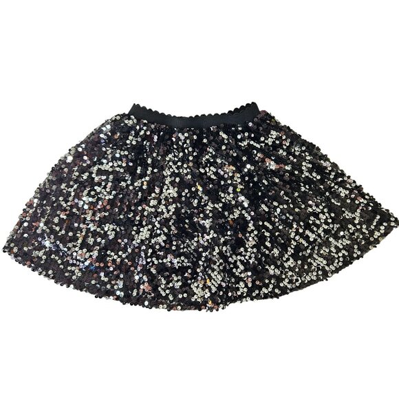 Girls Black Sequin Lined Skirt With Scalloped Waistband Size 6 Dance Dress Up - Picture 2 of 7